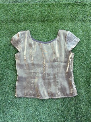 Blusa corta top verde irisada Talla 46