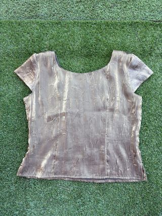 Blusa corta top verde irisada Talla 46