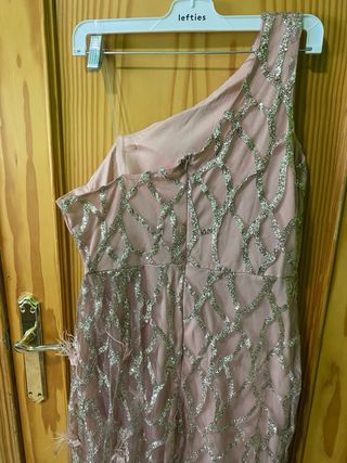 Vestido fiesta largo rosa pedrería