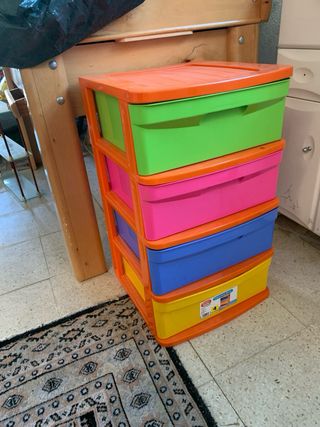 Cajonera de plástico multicolor
