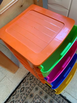 Cajonera de plástico multicolor