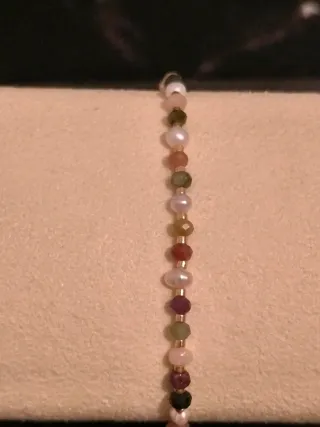 Pulsera Plata 925 Perlas y Turmalinas Naturales