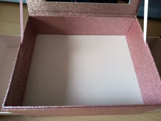 Joyero rosa purpurina con espejo