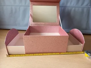 Joyero rosa purpurina con espejo