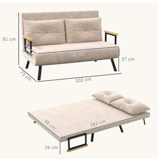 Sofá Cama HOMCOM 2 Plazas Convertible