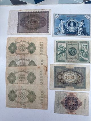 Lote Billetes Alemana año-1908-1914-1923-1922-1917