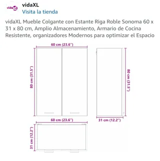 Mueble Colgante con estantes Roble y Blanco