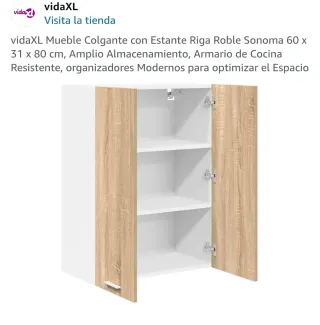 Mueble Colgante con estantes Roble y Blanco