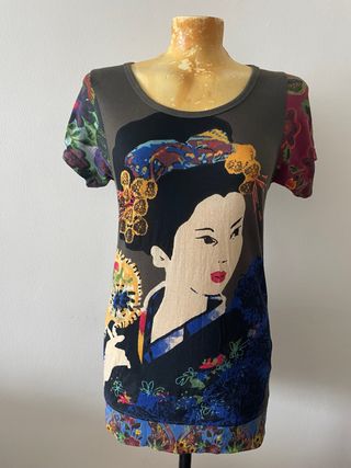 Camisa Desigual Talla 36 Estampado Geisha