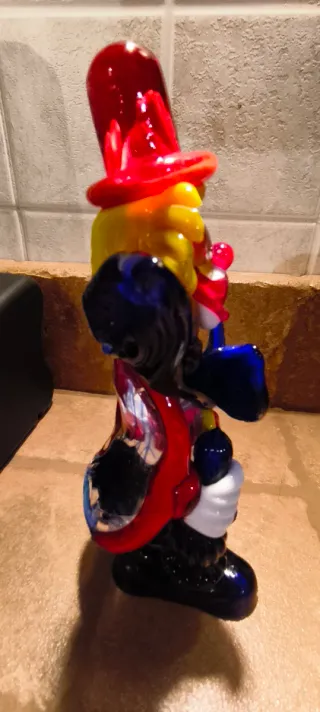 Statuina pagliaccio clown vetro di Murano 17 cm (h