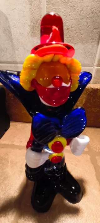 Statuina pagliaccio clown vetro di Murano 17 cm (h
