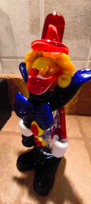 Statuina pagliaccio clown vetro di Murano 17 cm (h