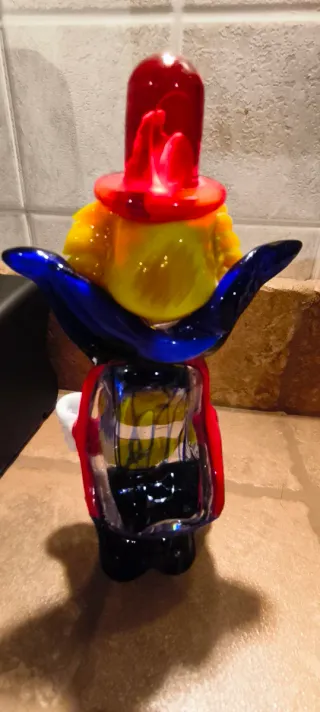 Statuina pagliaccio clown vetro di Murano 17 cm (h