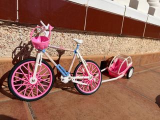 Bicicleta Barbie Vintage con Carro Rosa