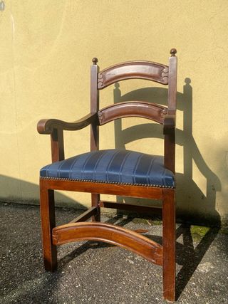 Sedia Padronale '800 Tessuto Blu Legno massiccio
