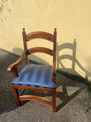 Sedia Padronale '800 Tessuto Blu Legno massiccio