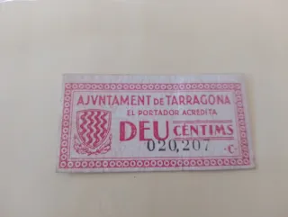 Billete local Guerra Civil Española