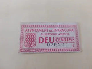 Billete local Guerra Civil Española