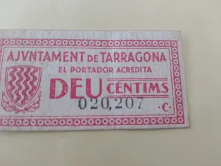 Billete local Guerra Civil Española