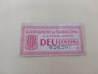 Billete local Guerra Civil Española