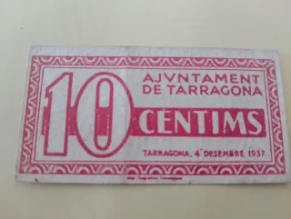 Billete local Guerra Civil Española