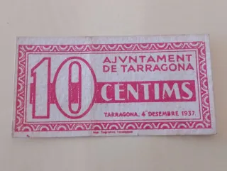 Billete local Guerra Civil Española