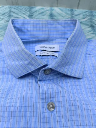 Calvin Klein Camisa Manga Larga Azul Básica