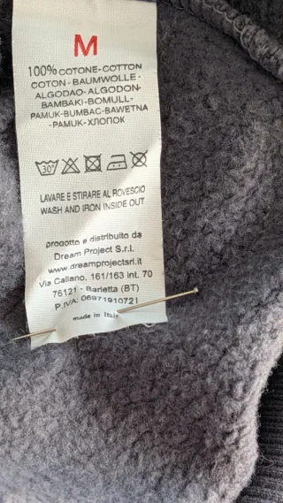 Felpa Yale  grigia M cotone 100% con cappuccio