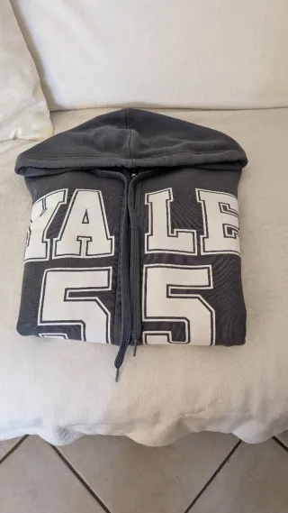 Felpa Yale  grigia M cotone 100% con cappuccio