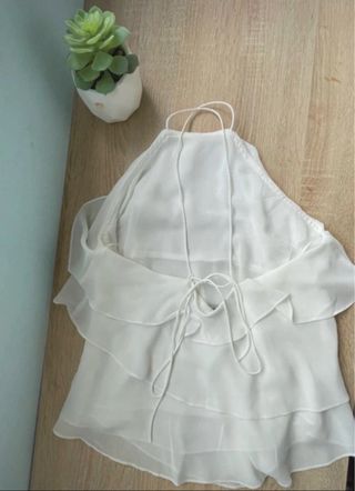 Blusa Sfera Blanca Tirantes Volantes Talla M