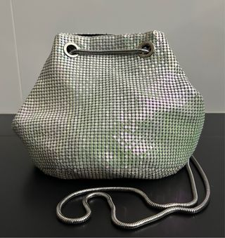 Bolso saca metalizado plateado