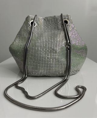 Bolso saca metalizado plateado