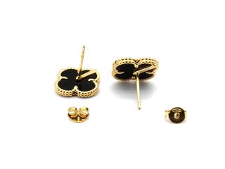 E1802007-60 Pendientes Oro 18k Onix Trébol