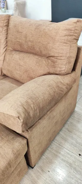 Divano Chaise Longue Beige in Tela