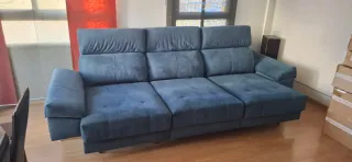 Sofá Cama 3 Plazas Extraíble Azul/Gris