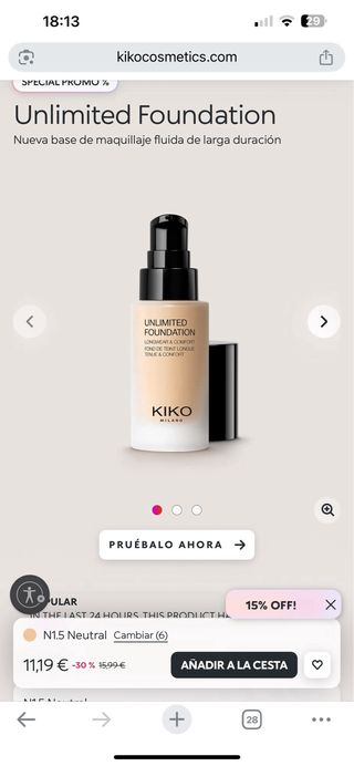 Base de maquillaje Kiko Milano Unlimited