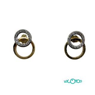 Pendientes Oro 18k Doble Aro Circonitas