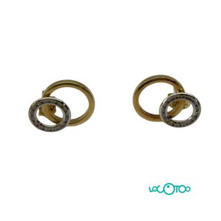 Pendientes Oro 18k Doble Aro Circonitas