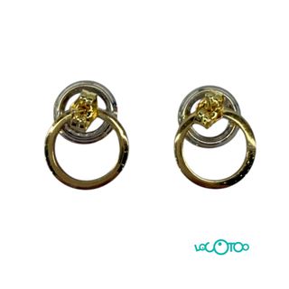 Pendientes Oro 18k Doble Aro Circonitas