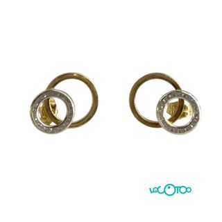 Pendientes Oro 18k Doble Aro Circonitas