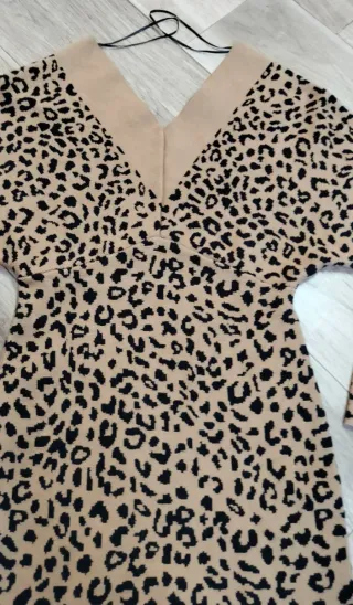 Abito fantasia animalier beige/nero