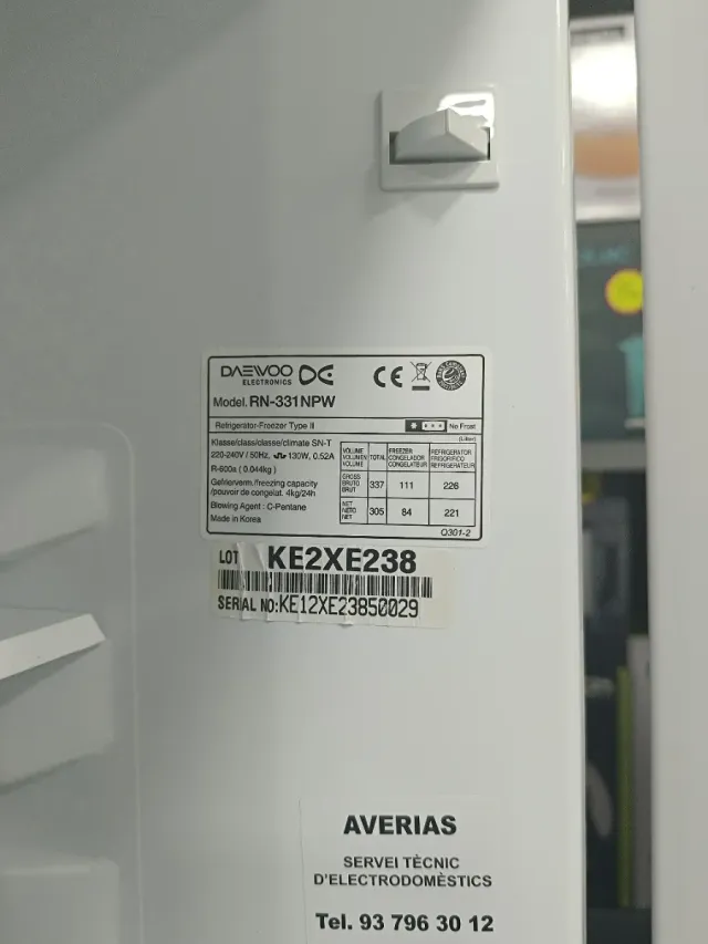 Nevera Combi Daewoo, A+ No Frost