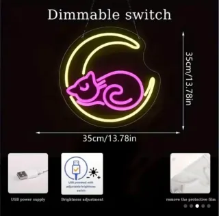 Lampada Neon LED "Cat on the Moon"