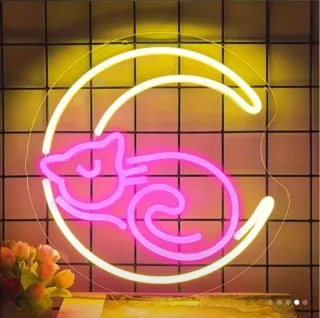 Lampada Neon LED "Cat on the Moon"