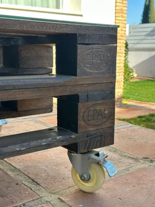 Mesa centro palet madera y cristal