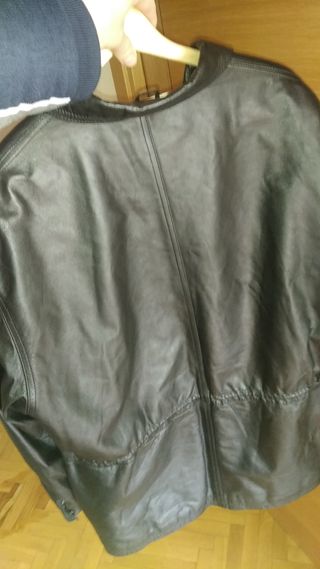 Abrigo de cuero negro hombre XL