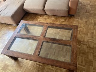 Tavolo da centro in legno e vetro