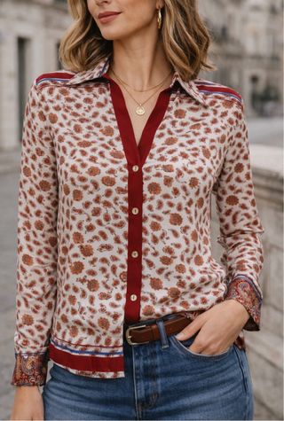 Blusa Zara estampado paisley roja XS