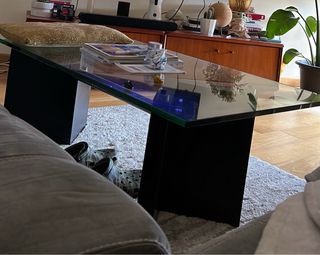 Mesa de centro salón cristal y madera