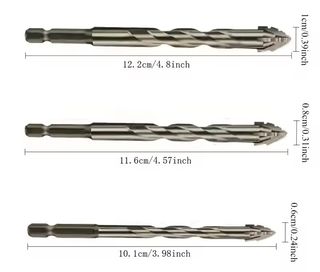 3 Punt Trapano 10-8-6 mm Piastrelle Ceramica Marmo